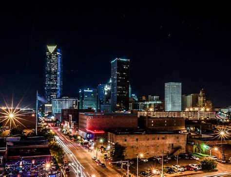 Downtown Oklahoma City At Night By Axiz Redbubble