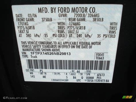 2006 Ford F150 Paint Code Location View Painting