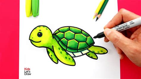 Cómo dibujar una TORTUGA DE MAR recién nacida How to draw a cute Sea