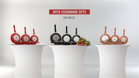 A full set of cookware gets your kitchen ready for any meal. HG-6010 8 PCS COOKWARE SET - YouTube