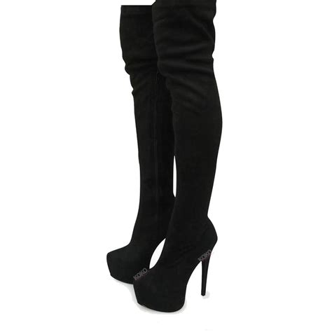 mens wide leg stretch over the knee thigh high sexy stiletto heel platform boots ebay