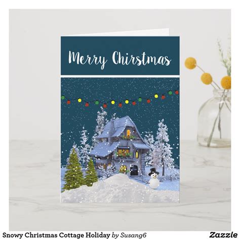 A Christmas Card With A House In The Snow