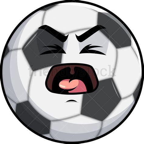 Yelling Soccer Ball Emoji Cartoon Clipart Vector Friendlystock