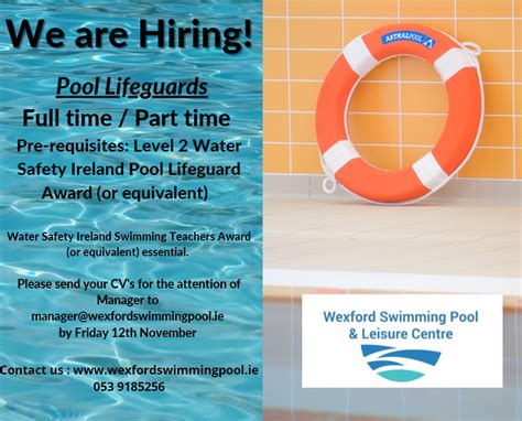 Job Vacancy Wexford Swimming Pool