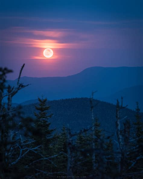 Full Moon Rising Over The White Mountains In New Hampshire Oc