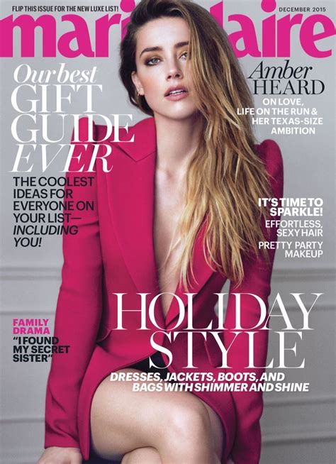 Amber Heard Pose On Marie Claire December Magazine 2015 Cover Shoot