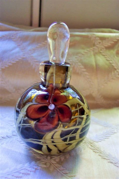 Rich Miller Art Glass Perfume Bottle 1979 Flowers And Vine Glass Perfume Bottle Perfume