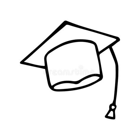 Square Academic Cap In Doodle Style Graduation Cap Hand Drawn Icon Vector Illustration Of