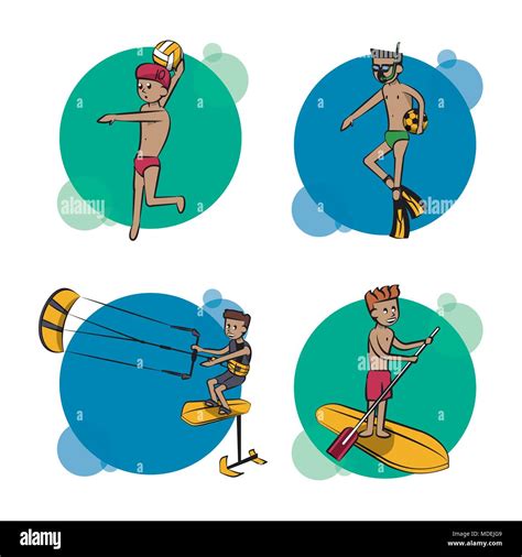 Set Of Water Sports Cartoons Stock Vector Image And Art Alamy