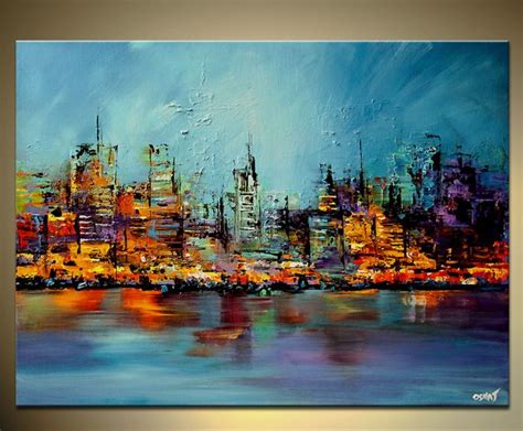 City Lights Cityscape Painting Modern Art Abstract Modern Painting