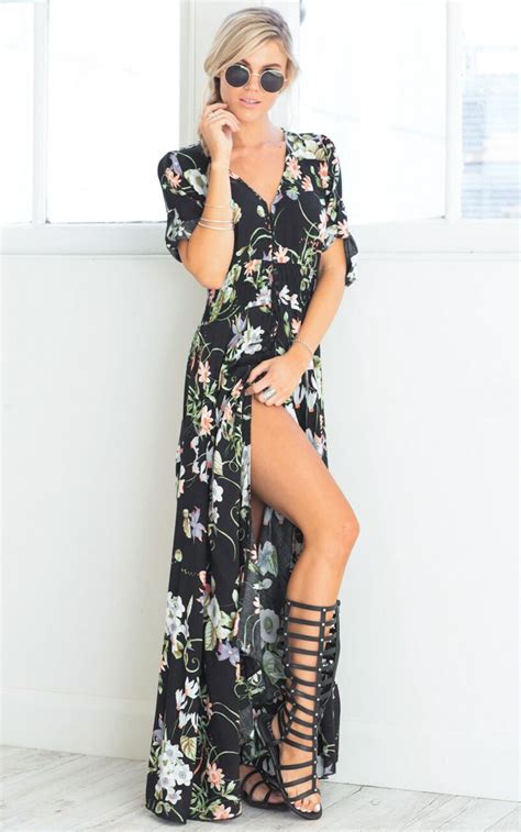Lone Traveller Maxi Dress In Black Floral Maxi Dress Shop Maxi Dresses Maxi Dress Boho Style