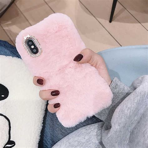 pink fuzzy iphone case fluffy and soft iphone 11 pro case etsy