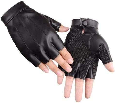 Yzcx Pu Leather Anti Radiation Driving Mens Non Slip Fingerless Gloves