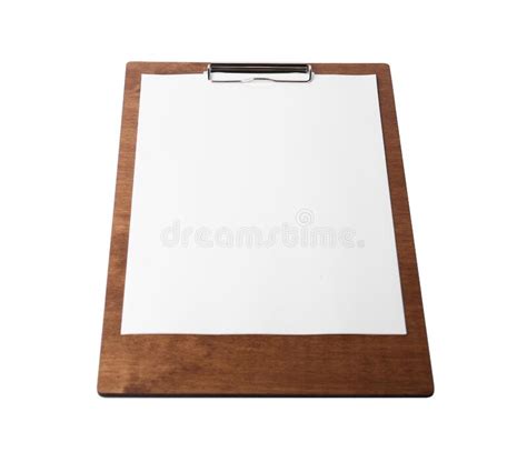 Wooden Clipboard With Sheet Of Paper Isolated On White Space For Text