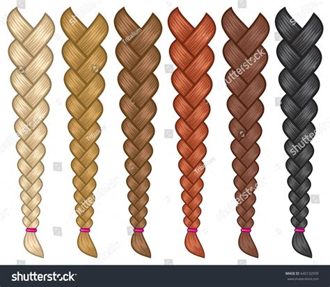 Hair Braids Set Vector Illustration Hair Extension Brands How To Draw