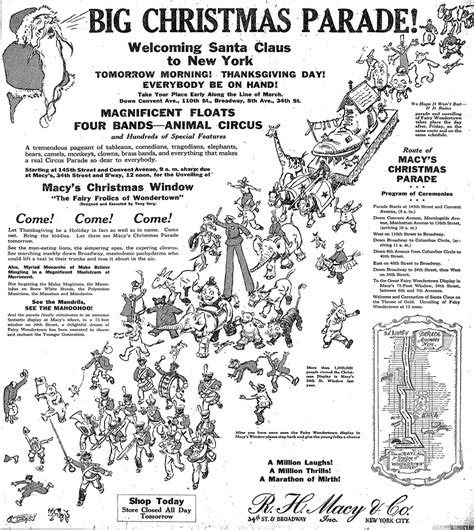 The 1st Annual Macy S Christmas Parade 1924 Macy S Thanksgiving Day Parade Wiki Fandom