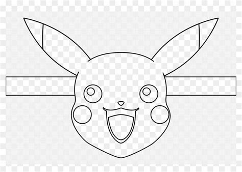 Pikachu Face Mask Blank For Colouring Monochrome Hd Png Download