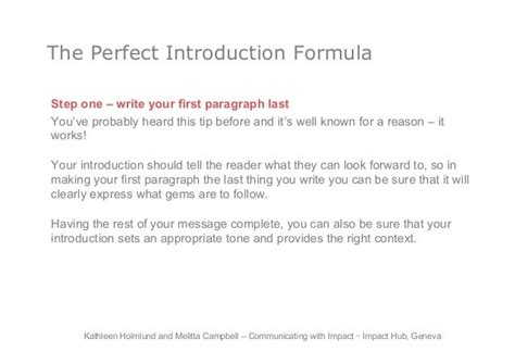 The Perfect Introduction Formula