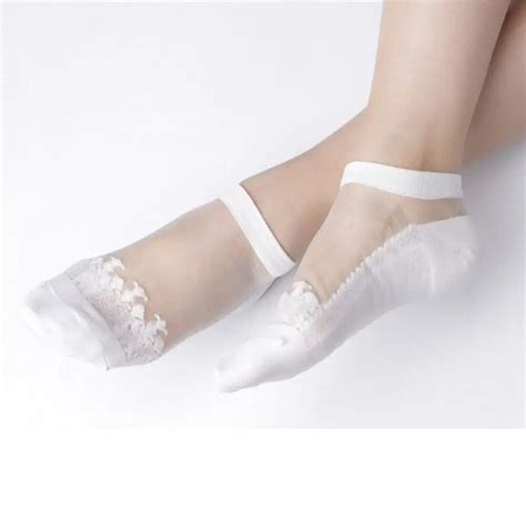 Women Lace Socks Ruffle Ankle Sock Soft Comfy Sheer Silk Elastic Mesh Knit Frill Trim