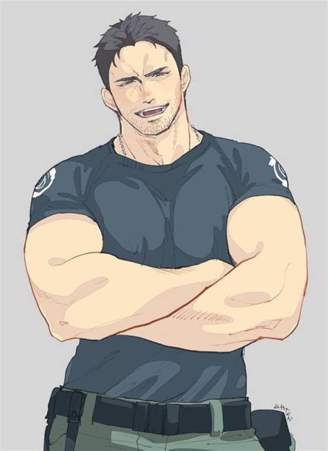 Chris Redfield Sexy Male Police Officer Pumped Character Design Male Cartoon Man