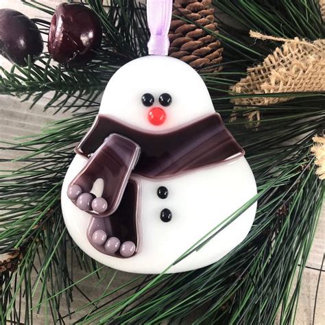 Fused Glass Snowman Ornament