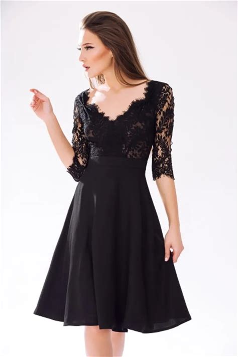 2015 Sexy Black Lace Chiffon Cocktail Dress Short Women Formal Dresses Womens Dresses Party