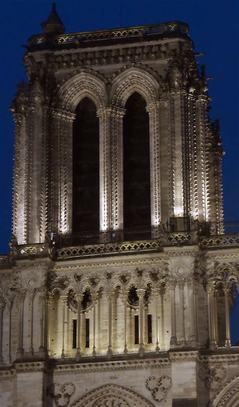 Cathedrale Notre Dame De Paris France Facade Occidentale Nuit