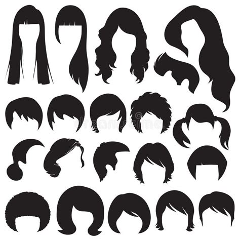 Hair Silhouettes Woman Hairstyle Stock Vector Illustration Of