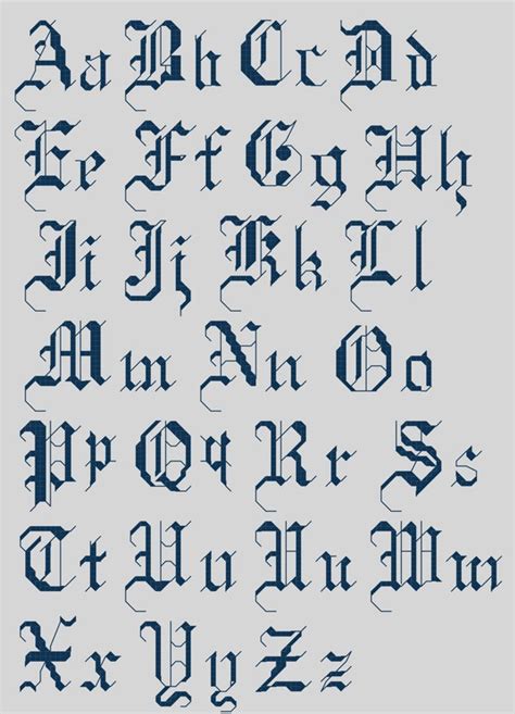 Old English Font Pattern Cross Stitch Cross Stitching Etsy