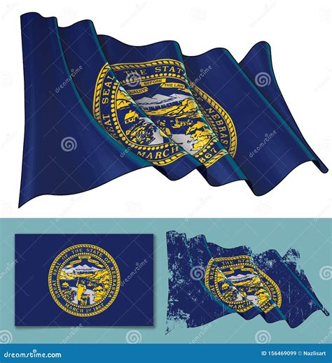 Waving Flag Of The State Of Nebraska Stock Vector Illustration Of