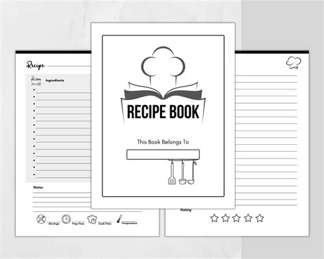 Recipe Book Template Printable Blank Recipe Book Recipe Book Etsy