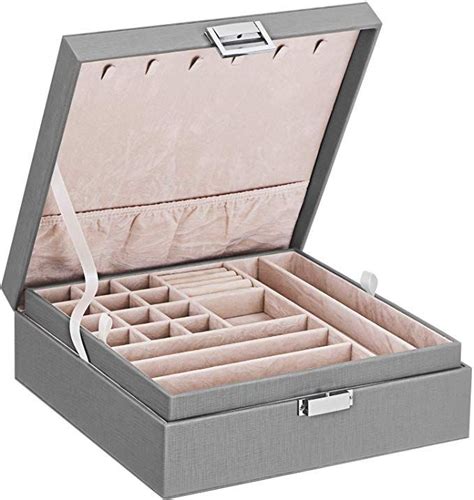 Bewishome Jewelry Box For Women 35 Compartments Jewelry
