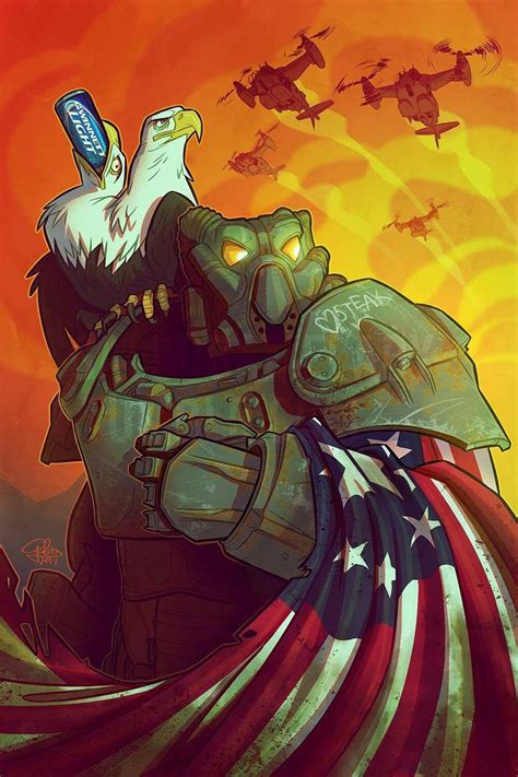 Enclave Art Fallout Powerarmor Usa Eagle Mutant Apocalypse