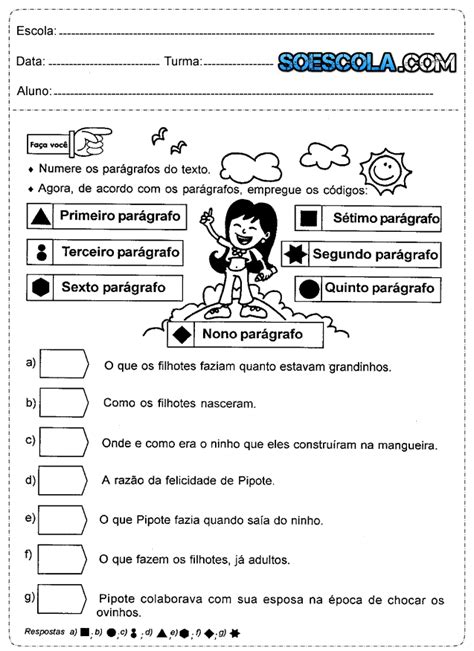 Baixe Atividades Para 4º Ano Português SÓ Escola