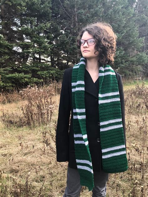 Crochet Slytherin Scarf Harry Potter Cosplay Adult Size Etsy