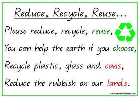 Rhymes for kids in english include popular and funny nursery rhymes that are sure to win their attention. Reduce Recycle Reuse Rhyme