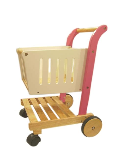 Wooden Shopping Cart Shopping Trolley In Pink Etsy