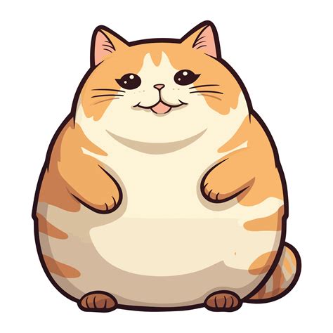 Cute Fat Cat Sticker Design Funny Crazy Cartoon Illustration 26721586 Png