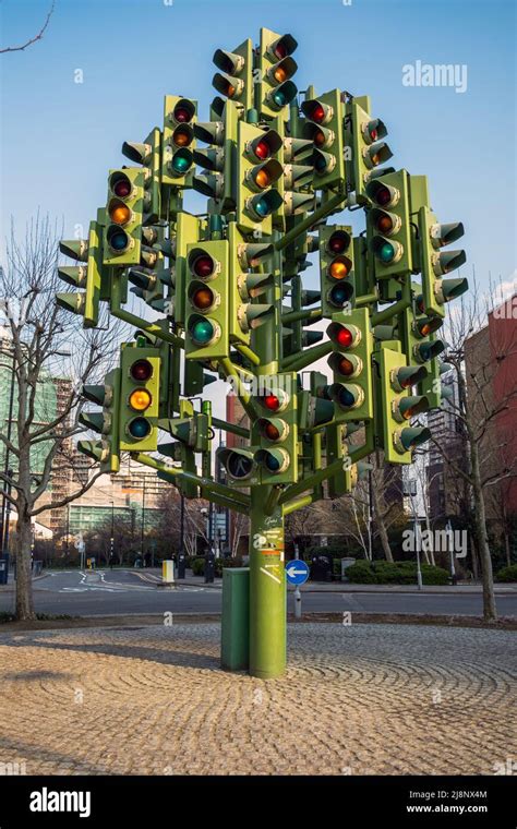 Traffic Light Tree Sculpture In Poplar East London Stock Photo Alamy