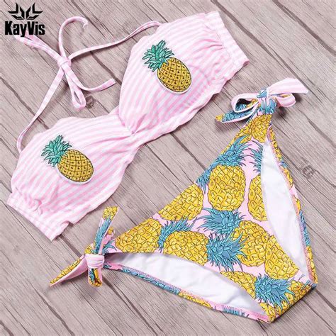 Kayvis 2019 Sexy High Neck Halter Floral Bikinis Women Swimsuit Bandage Swimwear Print Bikini