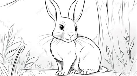 رسم أرنب يجلس في الغابة صورة أرنب للتلوين الارنب أرنب صورة الخلفية للتحميل مجانا
