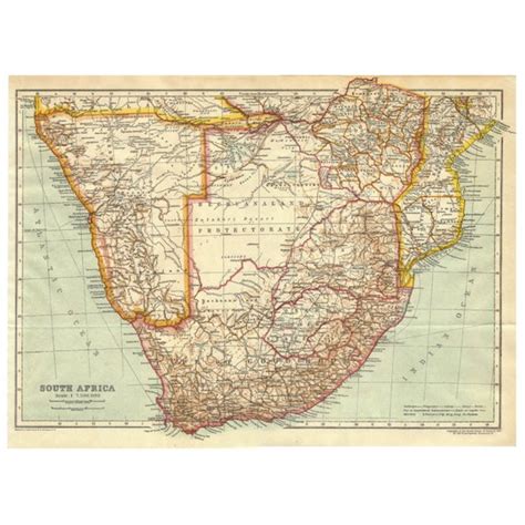 Africa map and satellite image. South Africa, Instant Download Pre-World War I Antique Map 1910, Full Color, Johannesburg ...