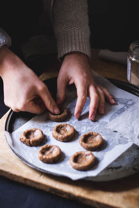 Roasted Almond Butter Thumbprint Cookies