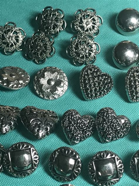 Lot 42 Vintage Silver Buttons Etsy