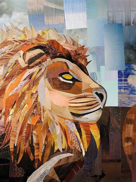 Watchful Lion Is A Collage Made Entirely From Magazine Strips By