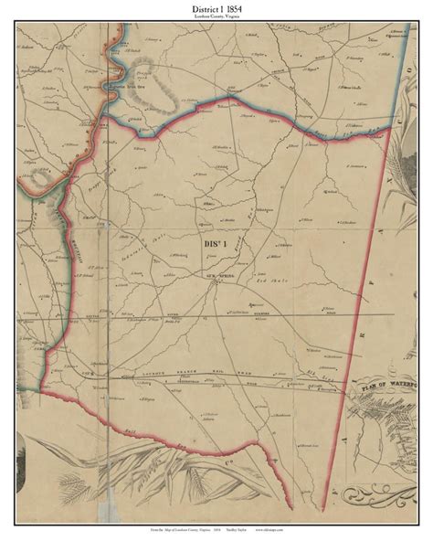 District 1 Loudoun County Virginia 1854 Old Town Map Custom Etsy