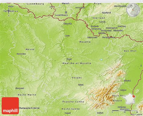 Physical 3d Map Of Lorraine