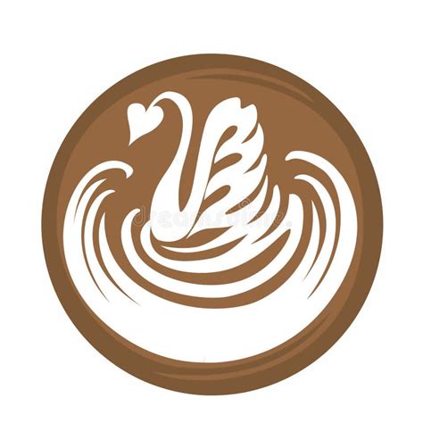 Swan Aflutter Coffee Latte Art Logo Icon With White Background Digital