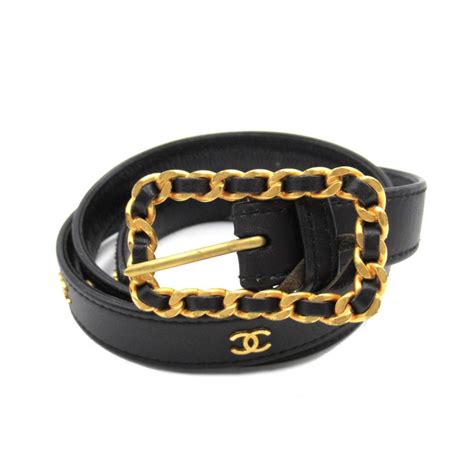 Chanel Chanel Coco Mark Chain Belt Leather Black Used Women Cc ｜product