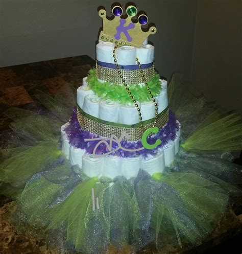 Mardi Gras Inspired Princess Tutu Diaper Cake W Custom Initial